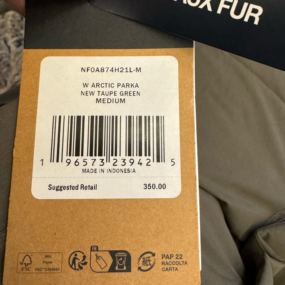 Brand new never worn- North Face Arctic Parka in Tan